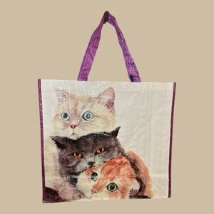 NEW! Cat Kitty Print Reusable Tote Bag